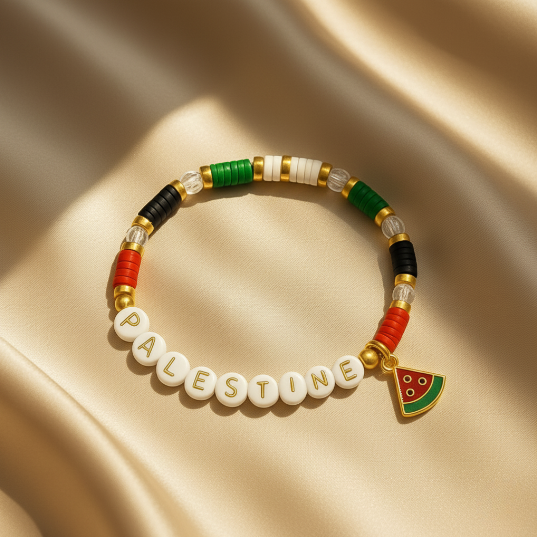 Bracelet à perles dorées Qalbiya Palestine