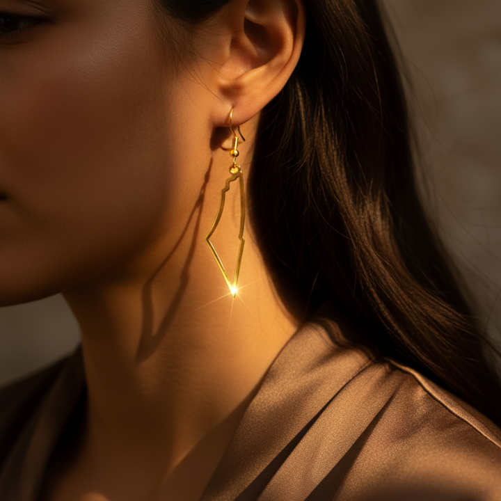 Boucles d'oreilles silhouette Qalbiya Palestine