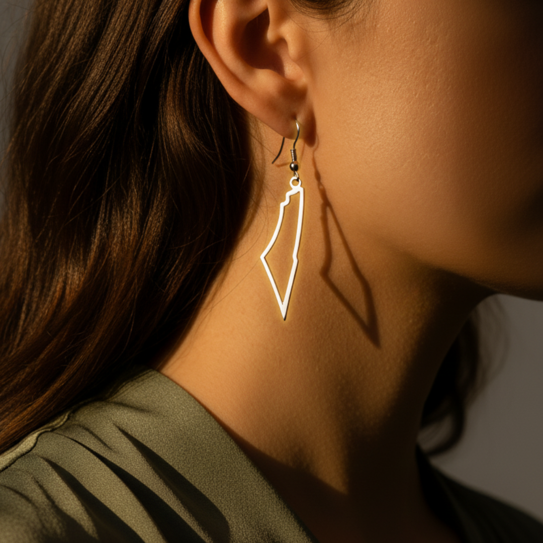 Boucles d'oreilles silhouette Qalbiya Palestine