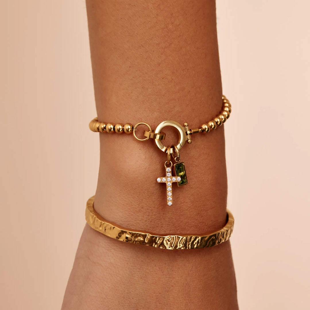 Bracelet Croix & Pierre de Naissance – Éternel
