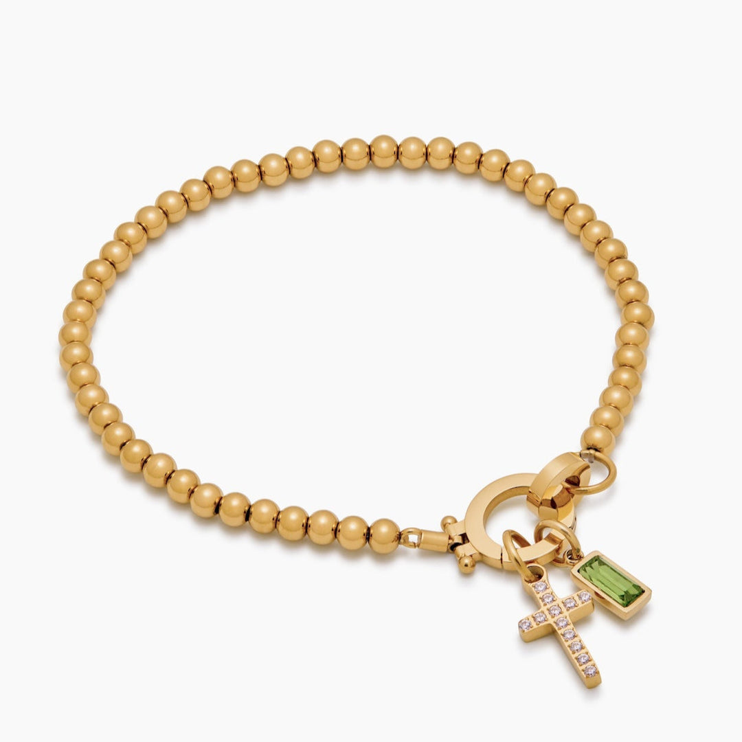 Bracelet Croix & Pierre de Naissance – Éternel