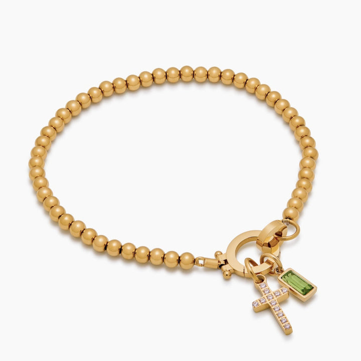 Bracelet Croix & Pierre de Naissance – Éternel