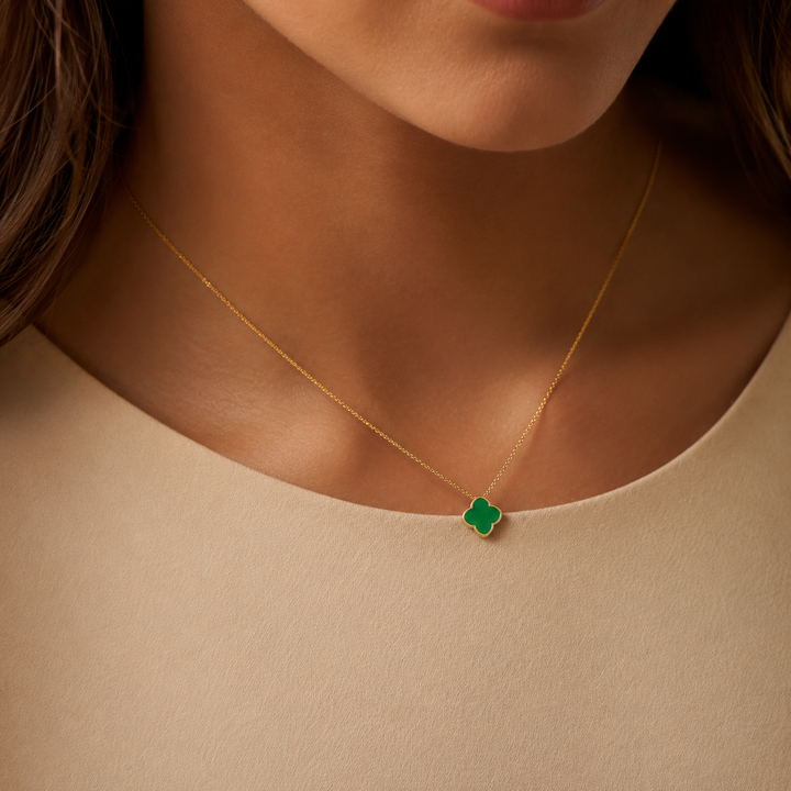 Collier Zahra Rosette - Vert jade