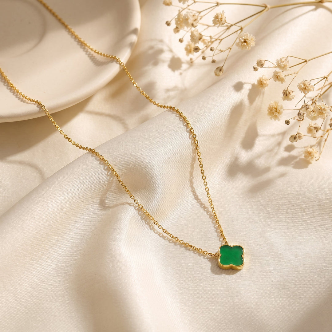 Collier Zahra Rosette - Vert jade