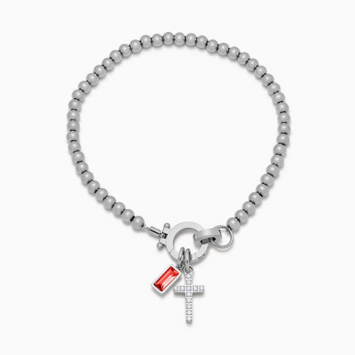 Bracelet Croix & Pierre de Naissance – Éternel