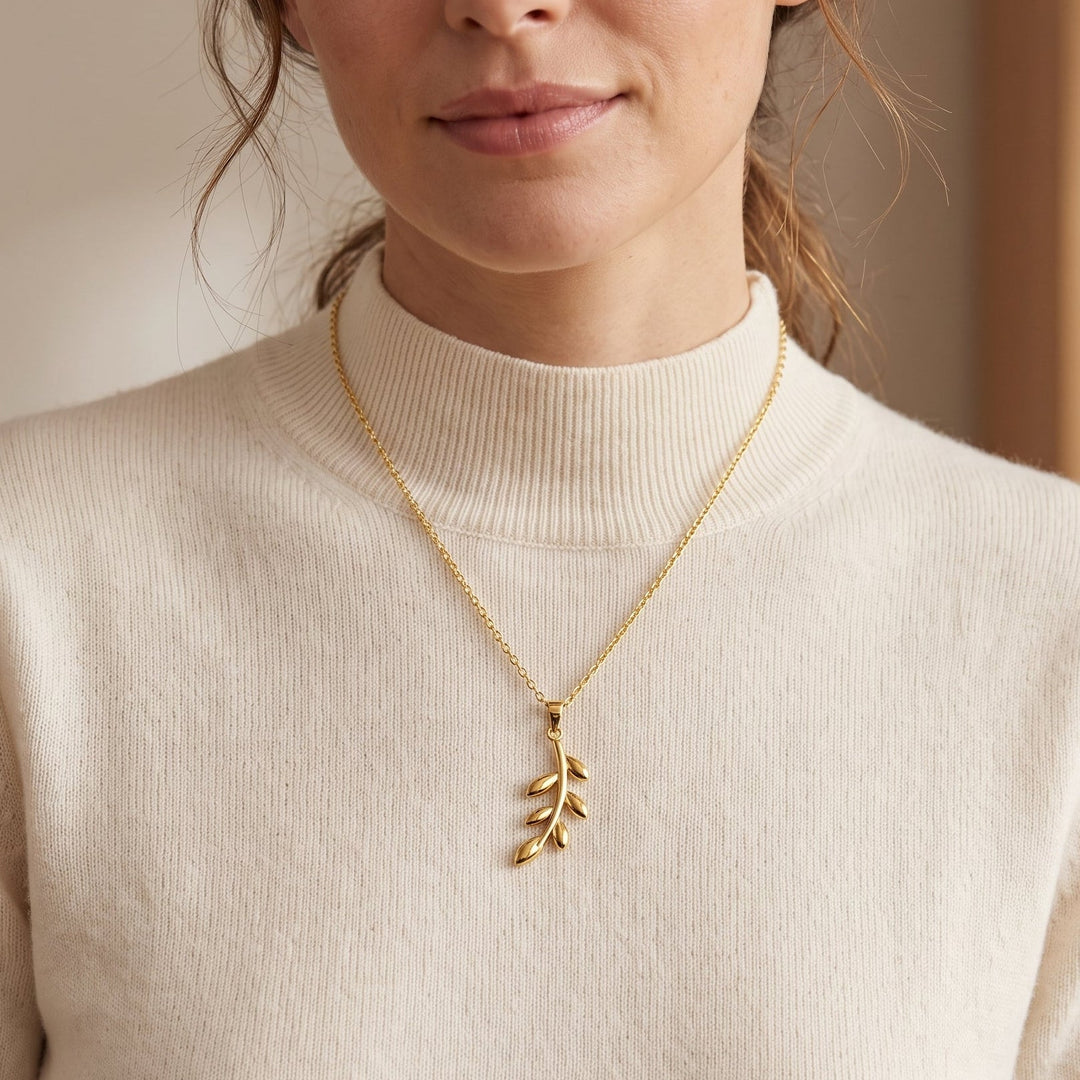 Qalbiya Palestine Olive Branch Necklace