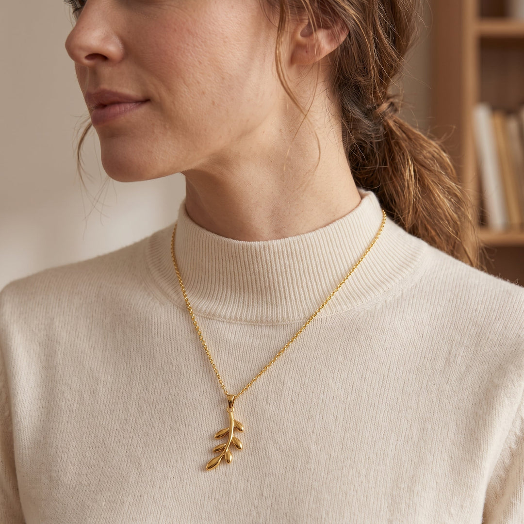 Qalbiya Palestine Olive Branch Necklace