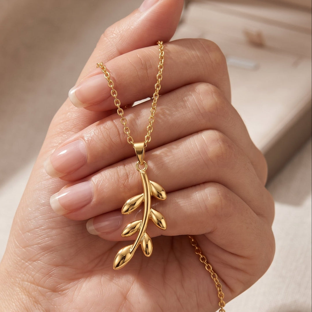 Qalbiya Palestine Olive Branch Necklace