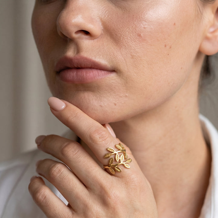Qalbiya  Palestine Olive Leaf Ring