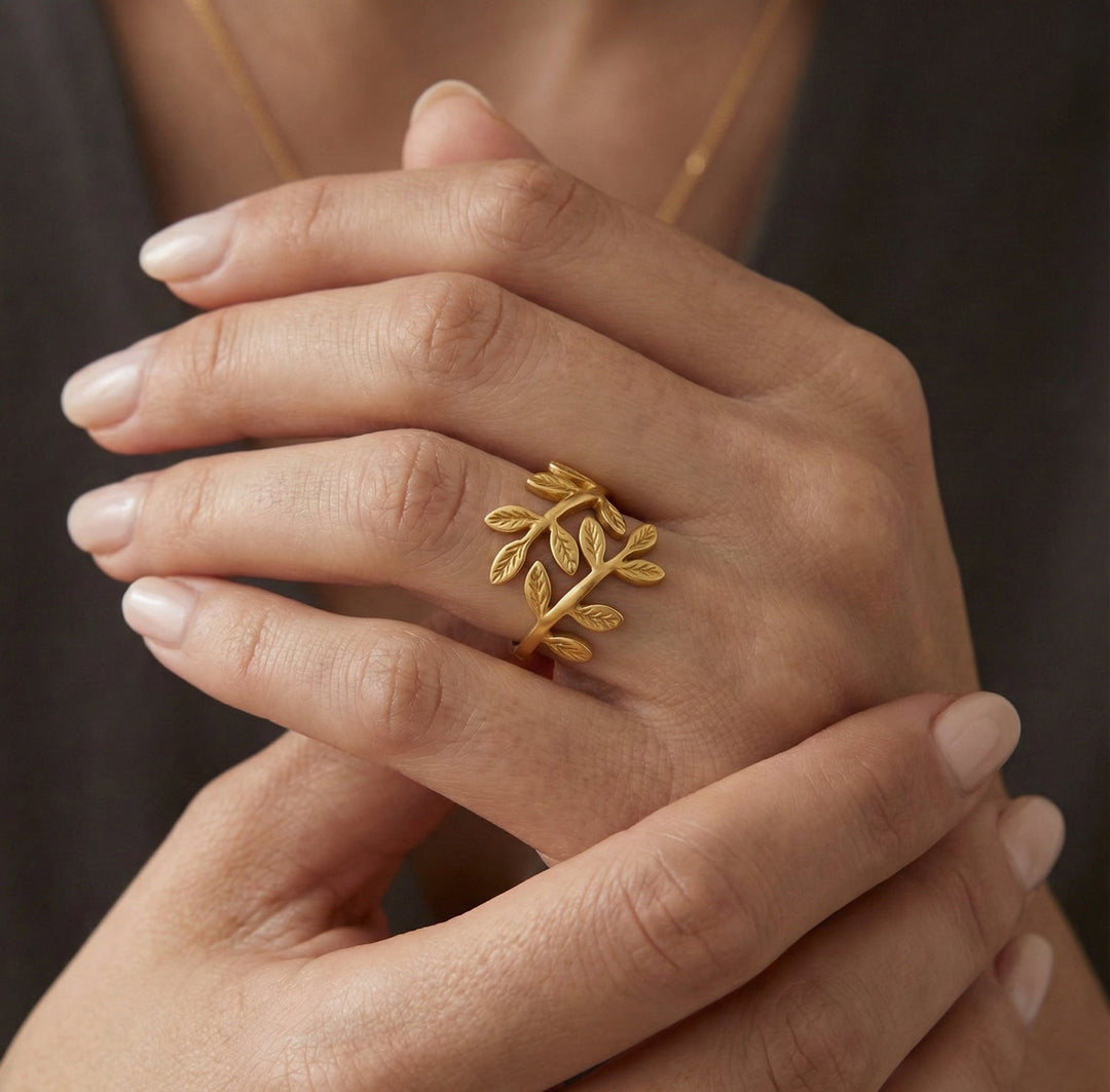 Qalbiya  Palestine Olive Leaf Ring