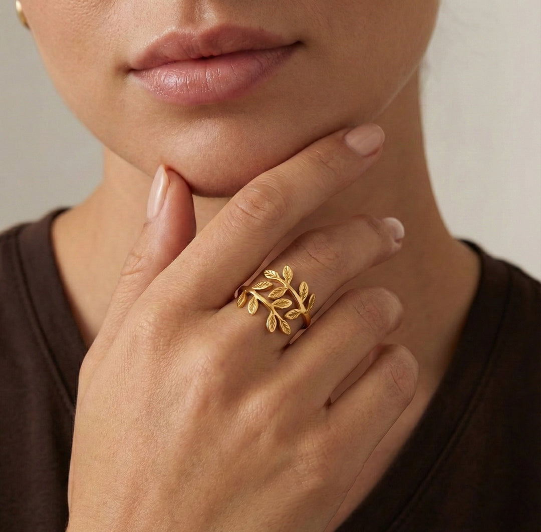 Qalbiya  Palestine Olive Leaf Ring