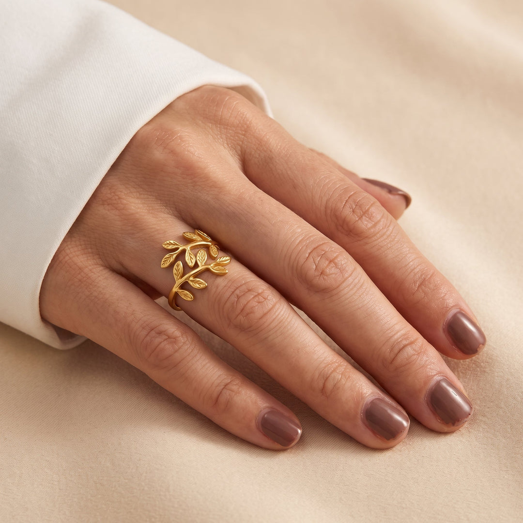 Qalbiya  Palestine Olive Leaf Ring