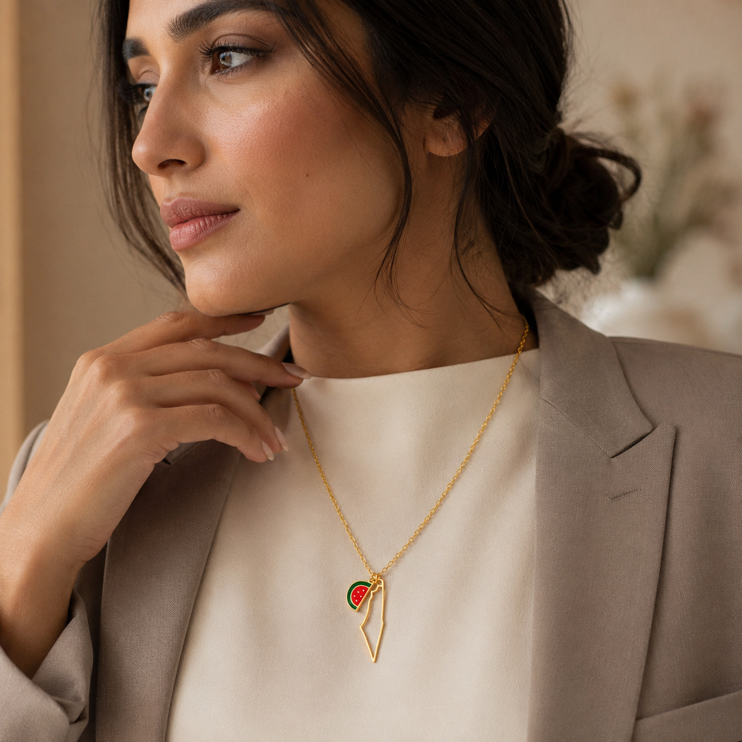 Collier breloque Qalbiya Palestine