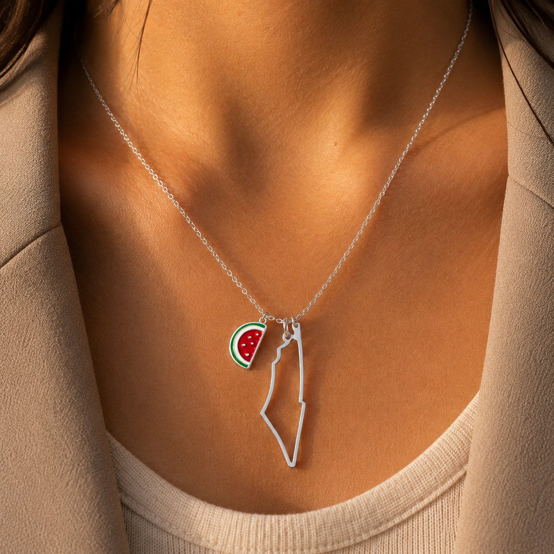 Collier breloque Qalbiya Palestine