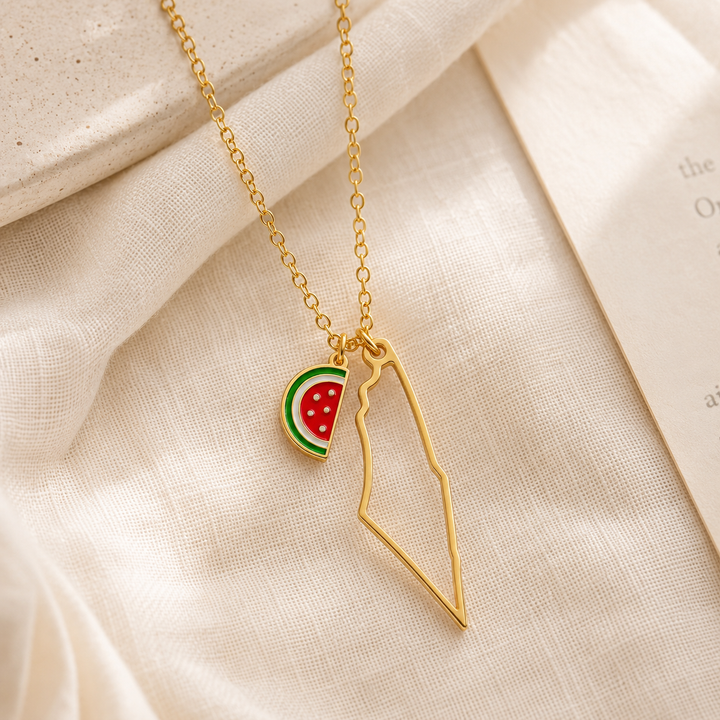 Collier breloque Qalbiya Palestine