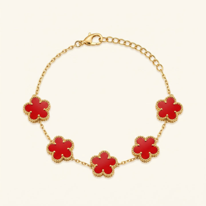 Bracelet Floraison Rouge & Or