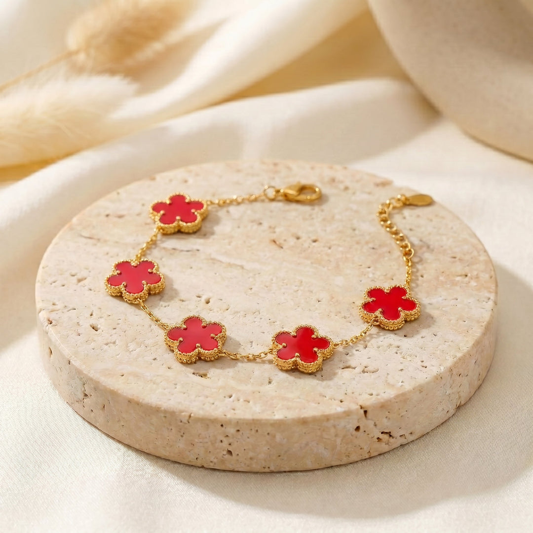 Bracelet Floraison Rouge & Or