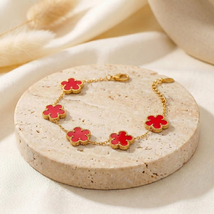 Bracelet Floraison Rouge & Or