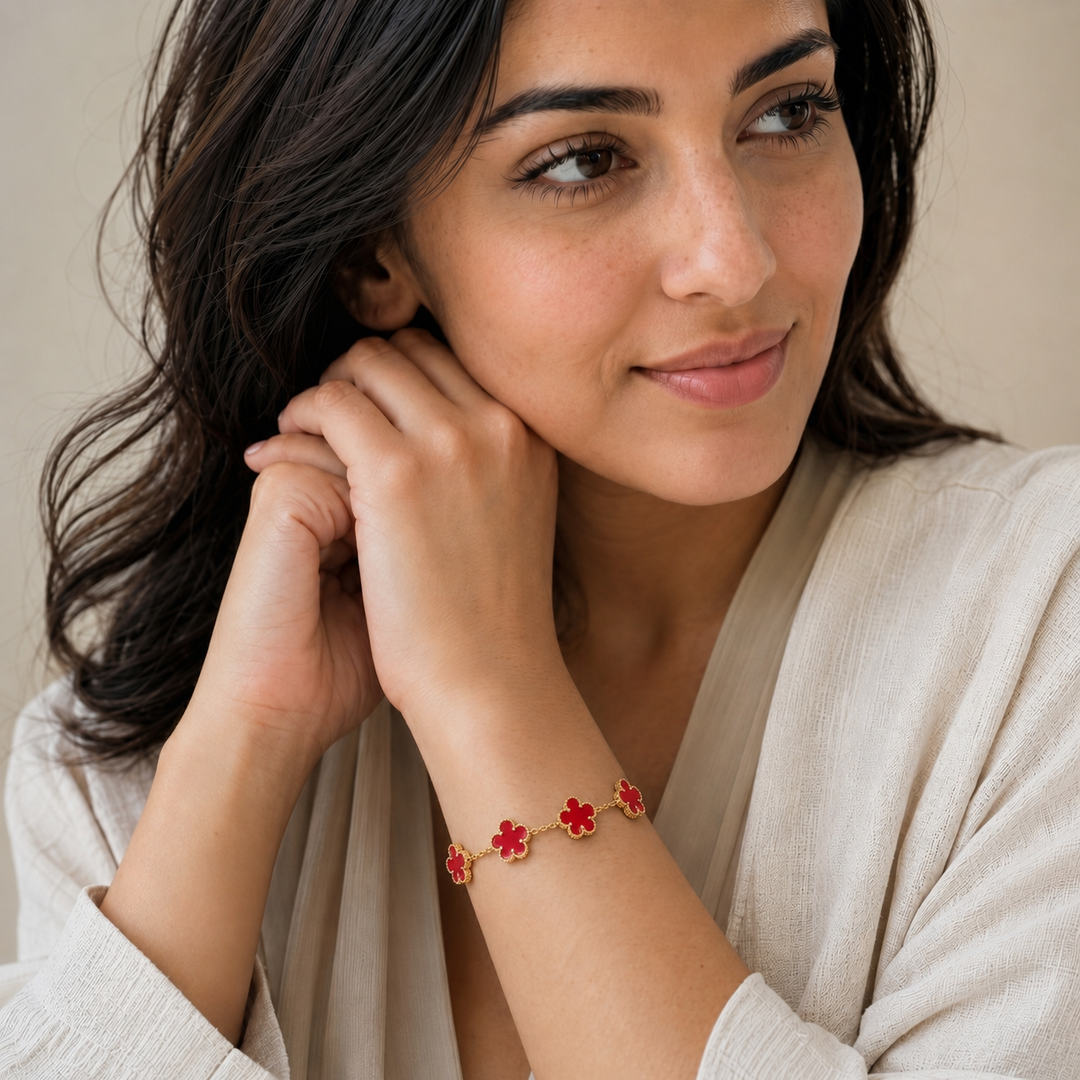 Bracelet Floraison Rouge & Or