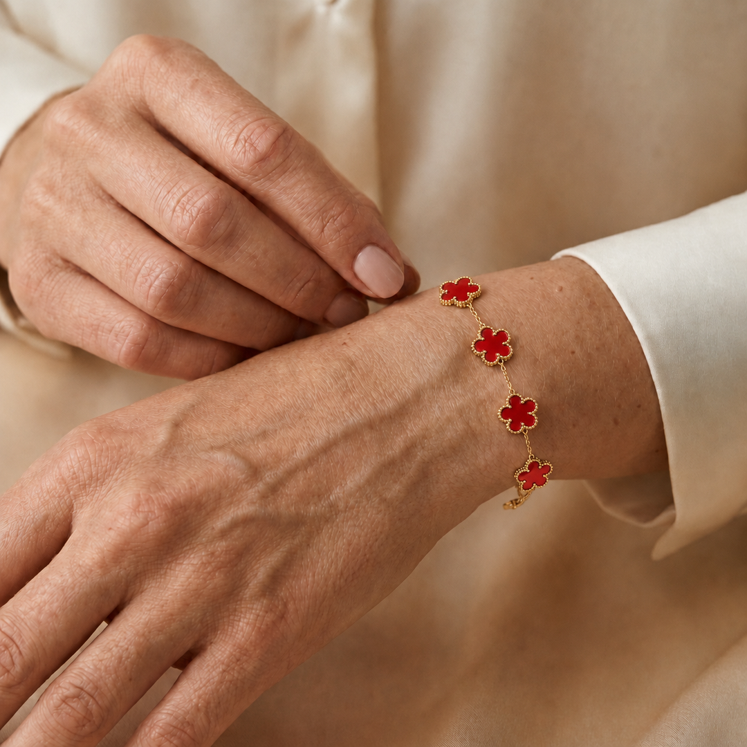 Bracelet Floraison Rouge & Or