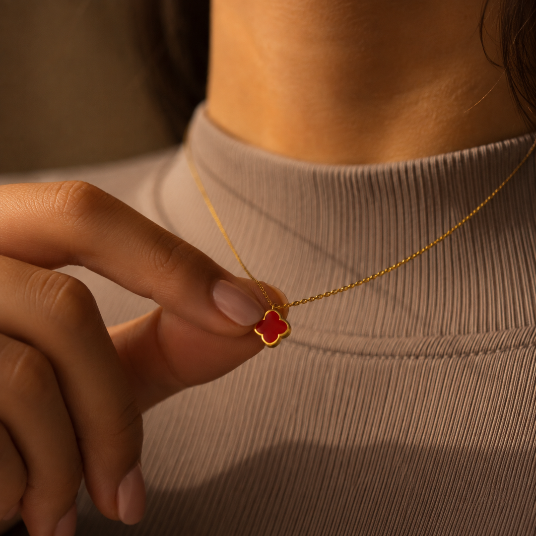 Collier Zahra Rosette - Rouge