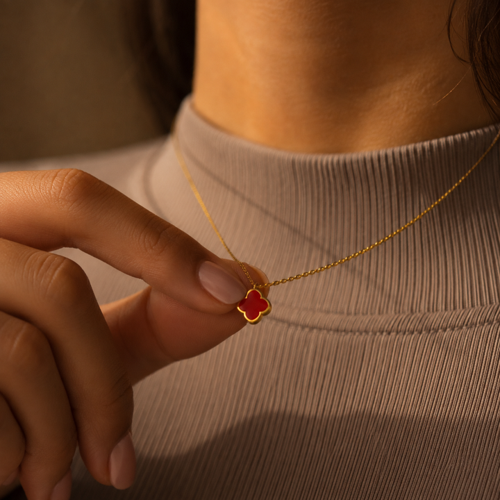 Collier Zahra Rosette - Rouge