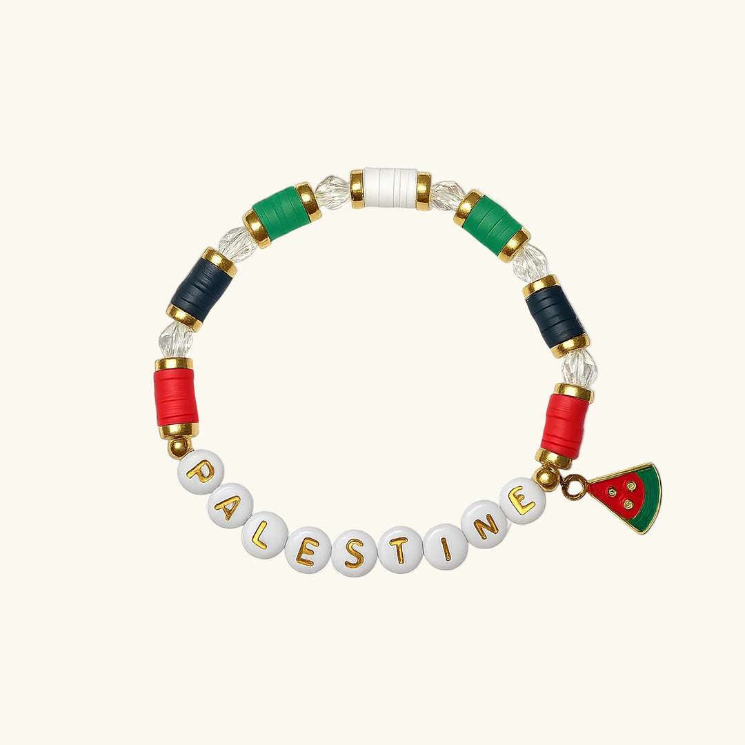 Bracelet à perles dorées Qalbiya Palestine