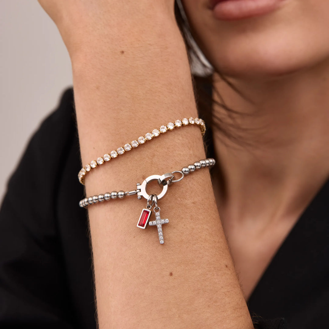 Bracelet Croix & Pierre de Naissance – Éternel